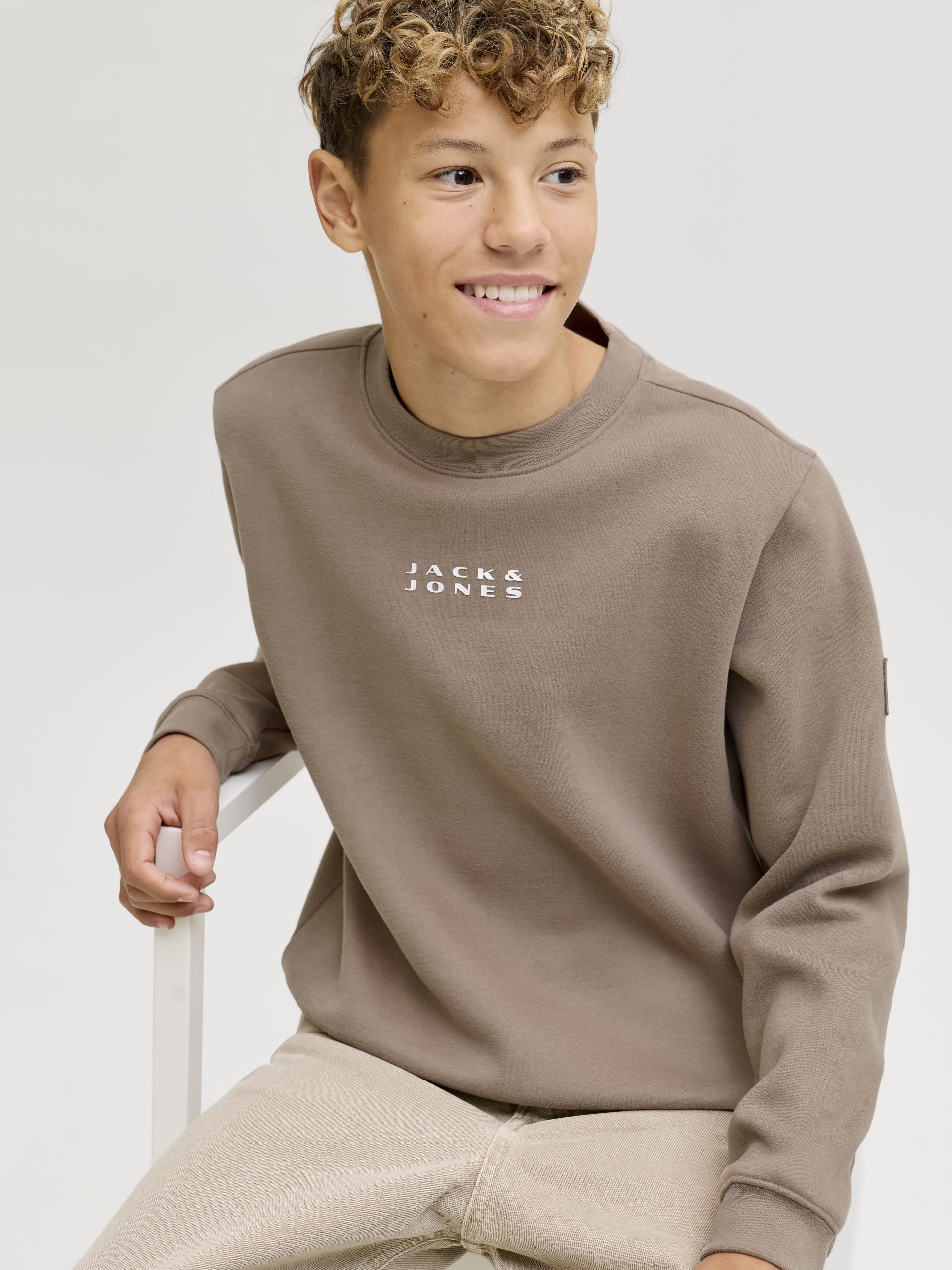 JACK & JONES Jcopoint Sweat Badge Crew Neck Bf, titanium, M