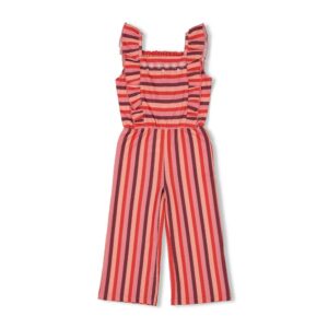 Jubel Jumpsuit Streep Seersucker - Salsa Sunset